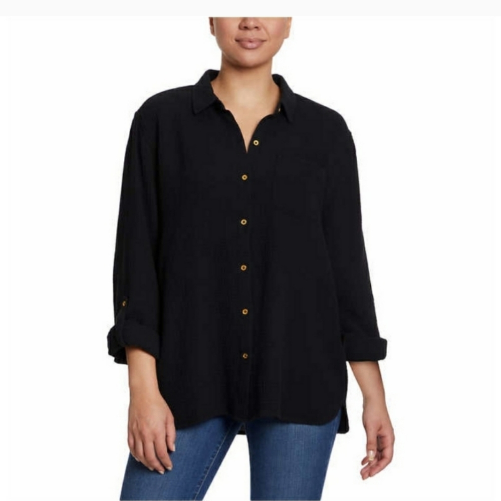 Anne Klein ladies guaze button down shirt